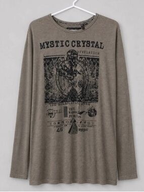 Projek Raw Mystic Crystal Skeleton Graphic T-Shirt XL NWT Taupe Grunge Gothic